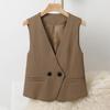 Шикарный женский короткий жилет в корейском стиле, базовая майка на осень и весну, жилет без рукавов, верхняя одежда