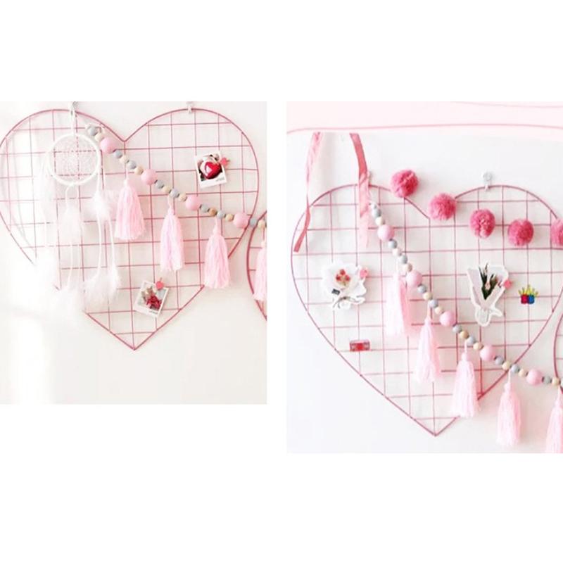 Wall Decorative Iron Photo Grid Panel Rack Clip Painted Wire Photograph Hanging