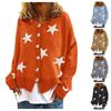 Women's Fashion Fall Winter Sweater Knit Cardigan Pentagram Single Breasted Sweater Coat