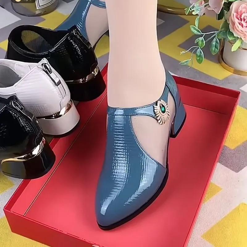 Cresfimix Zapatos Mujer женские симпатичные туфли с круглым носком темно-синего цвета с сетчатым дышащим квадратным каблуком женские повседневные черные туфли-лодочки A1294