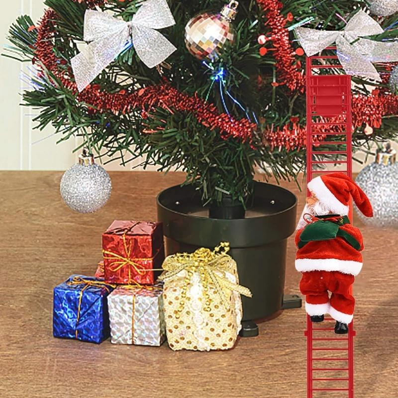 Santa Climbing Ladder Electric Claus Rope Ladder Decoration Christmas Tree Hanging Ornaments For Party Home Door