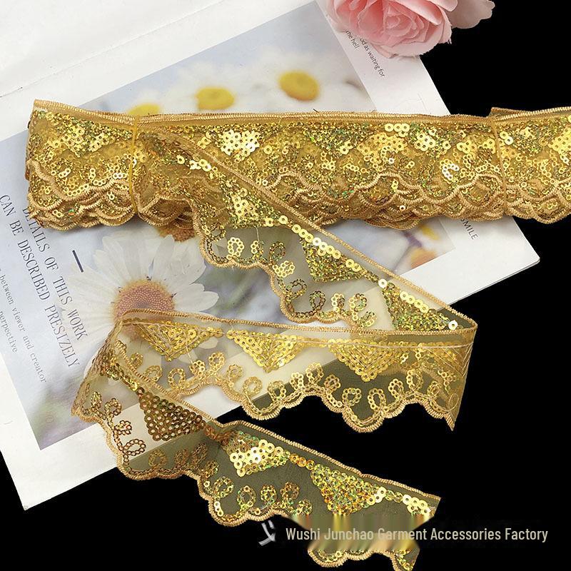 Готовая к использованию сетчатая занавеска с вышивкой пайетками и треугольной кромкой из пайеток