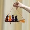 Elegant Colorful Cats with Broom Design Window Hanging Ornament Compacts Size Acrylic Suncatchers Home Garden Decors