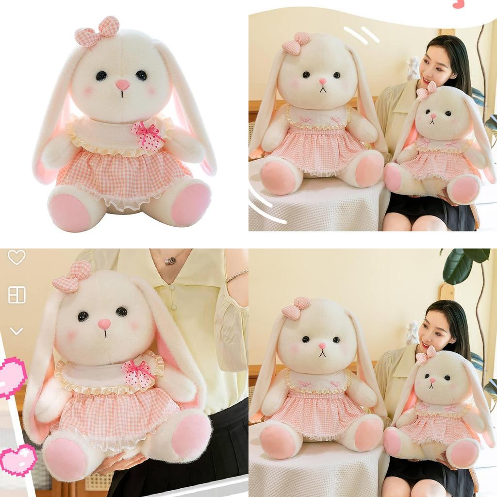 Очаровательная плюшевая кукла-кролик в милом цветочном платье, идеально подходящая для подарков на день рождения девочкам