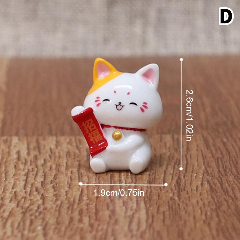 1Pc Cute  Year Cartoon Lucky Cat Micro Landscape Resin Cat Micro Landscape Diy Pot Garden Decorations Miniatures