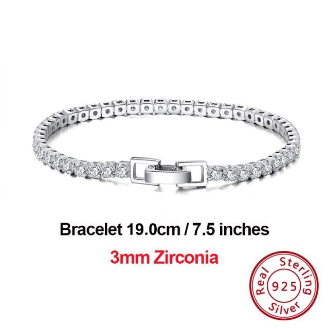 4mm Round Cut Tennis Bracelet In 925 Sterling Silver White Gold Woman Men Bracelets Bangle Jewelry Hand Chain Sb94