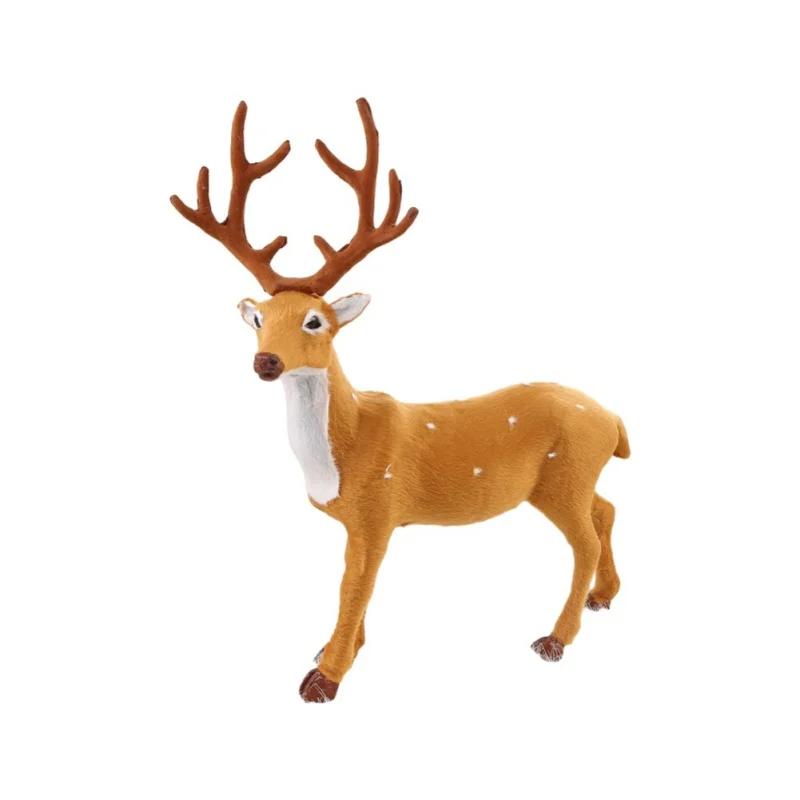 Christmas Cartoon Elk Plush Simulation Reindeer Deer Party Scene Layout Fake Elk Figurine Home Decoration For Desktop Ornaments