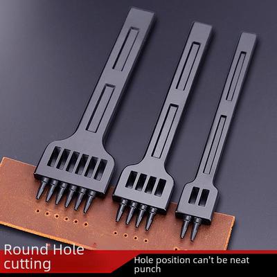 Черный набор круглых пробойников для кожи для DIY - 2, 4, 6 отверстий