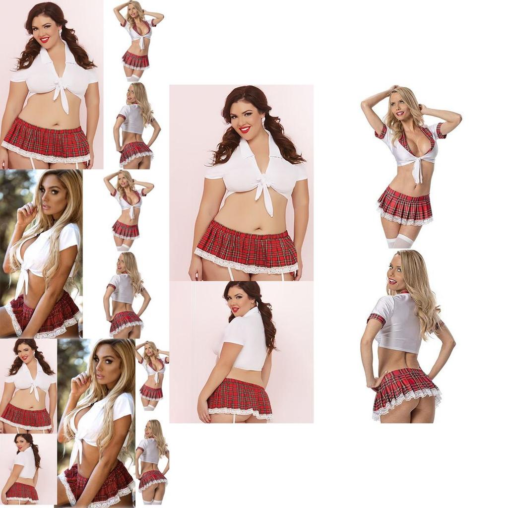 Women Sexy Lingerie Schoolgirl Student Uniform Cosplay Underwear Dress Lace