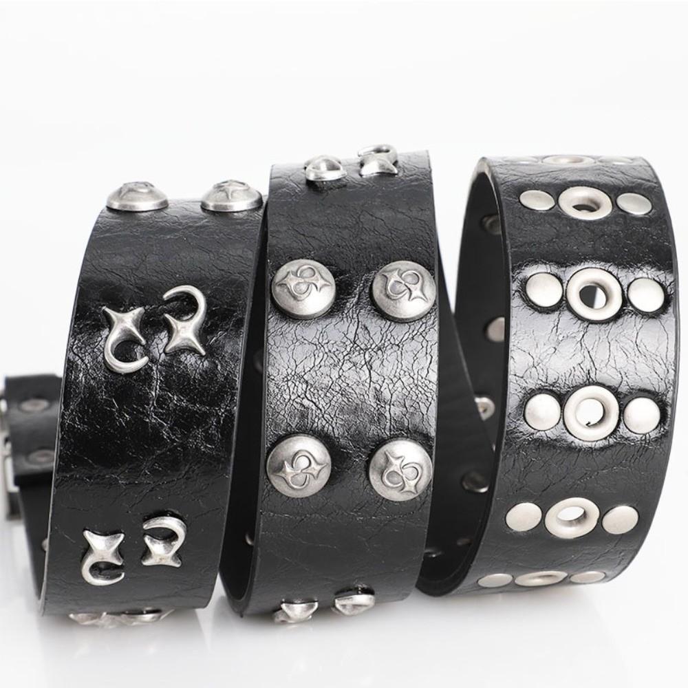 Metal Chic PU Belt Rivert Gradient Imitation Cow Belt New Y2K Jeans Decoration Jeans Decoration