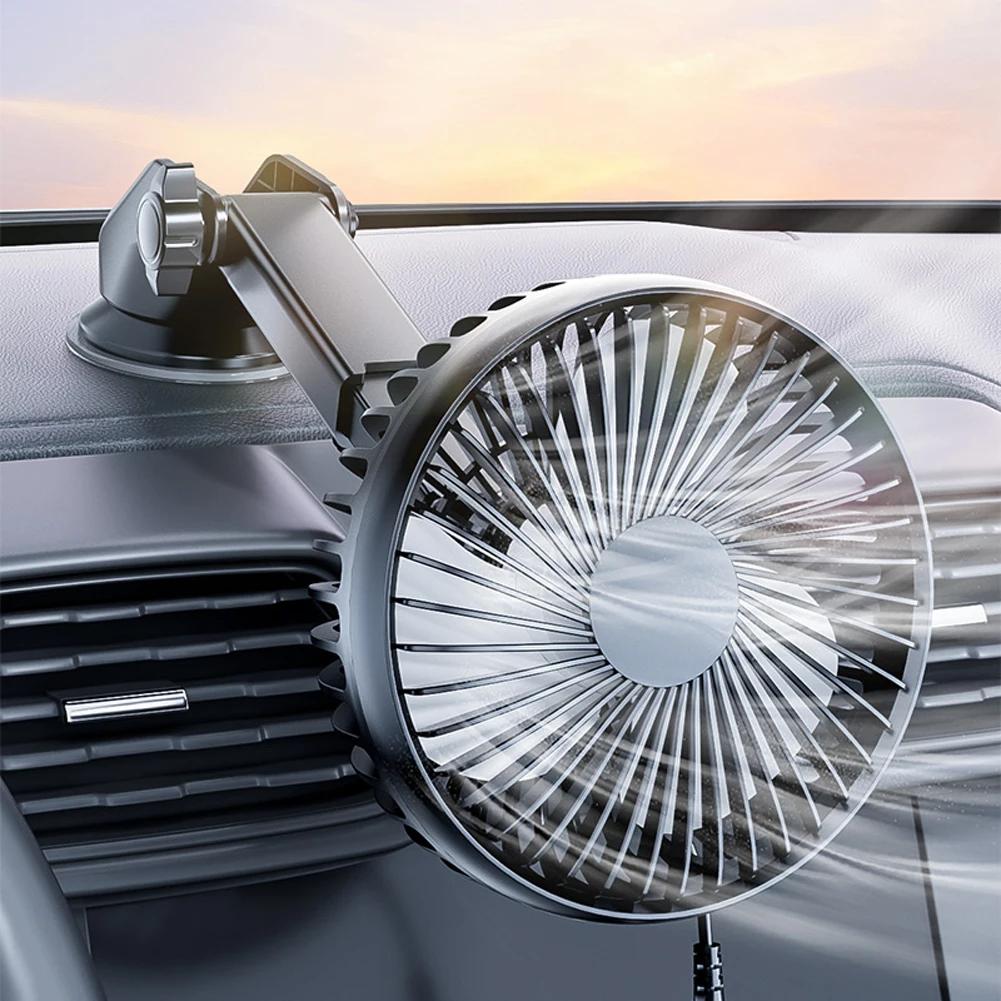12V 24V Car Cooling Fan Usb Car Fan 360 Degree 3 Speeds Adjustable Car Windshield Desk Fan Auto Cooler Air Fan Car Accessories