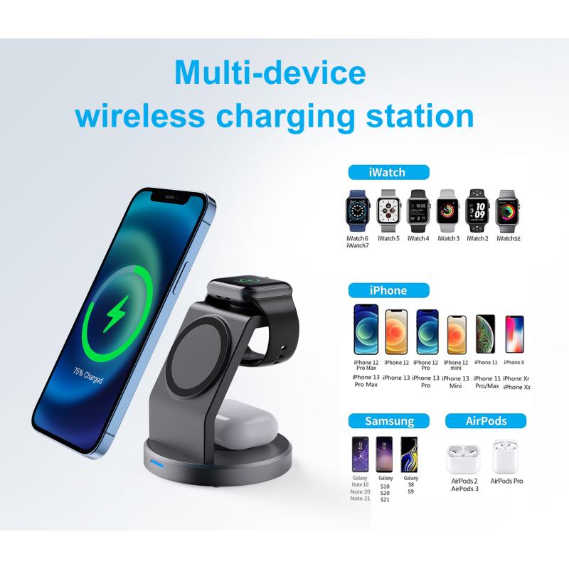 30W 3 In 1 Strong Magnetic Wireless Charger Stand For iPhone 14 13 12 Pro Max Apple Watch Airpods Fast Charging Dock Station