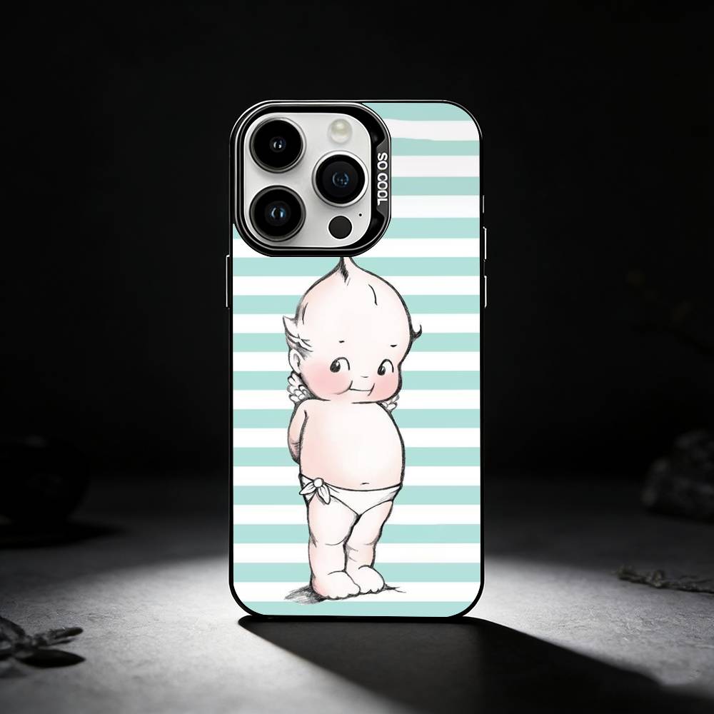 Kewpie Cute Angel baby Phone Case For iPhone 17,16,15,14,13,12,11 Plus,Pro Max,XS,Colored silver phone case