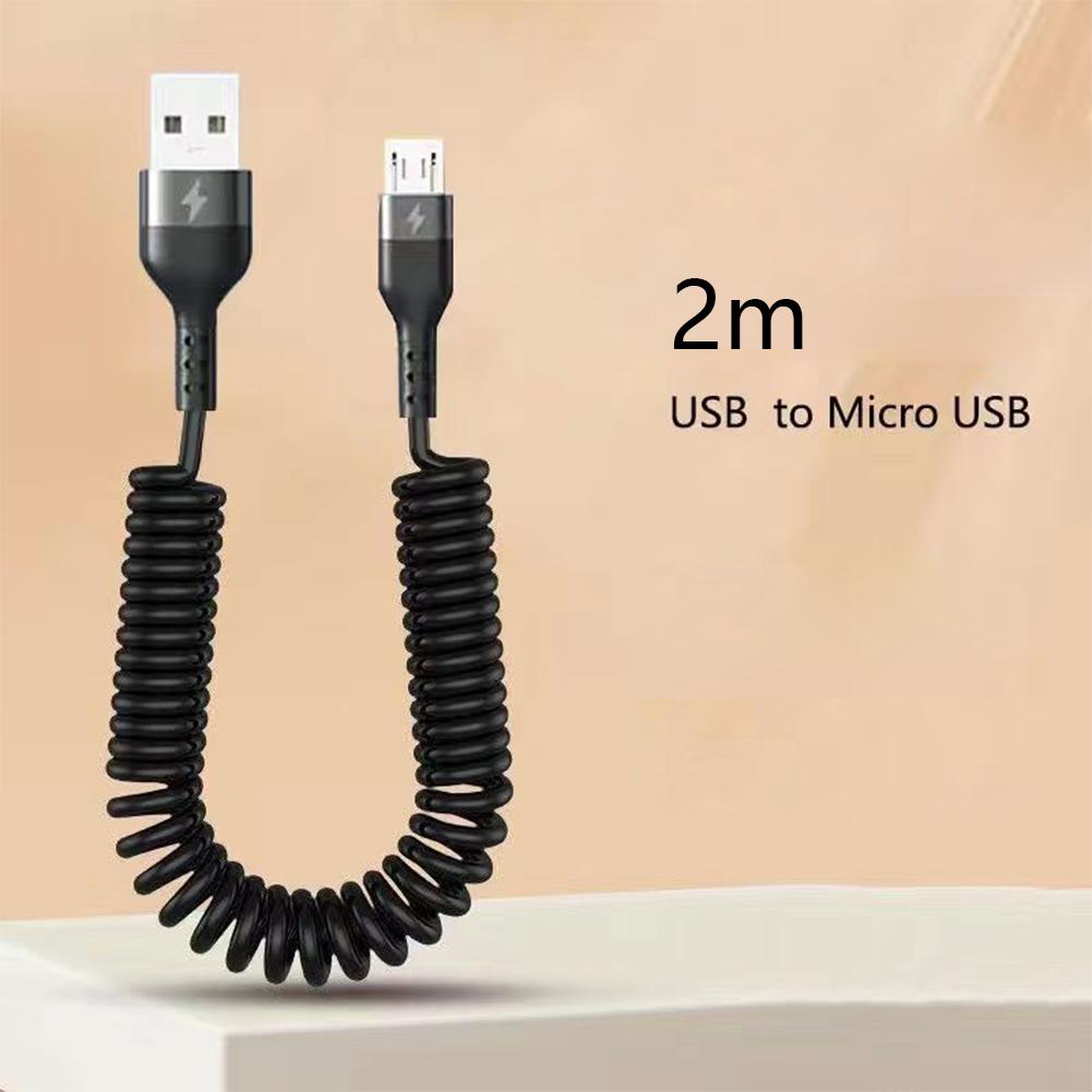 Spring Telescopic 100W 5A Fast Charging Type C Data Cable USB Micro Car Phone Charger for iPhone13 14 Pro Sumsung Xiaomi POCO