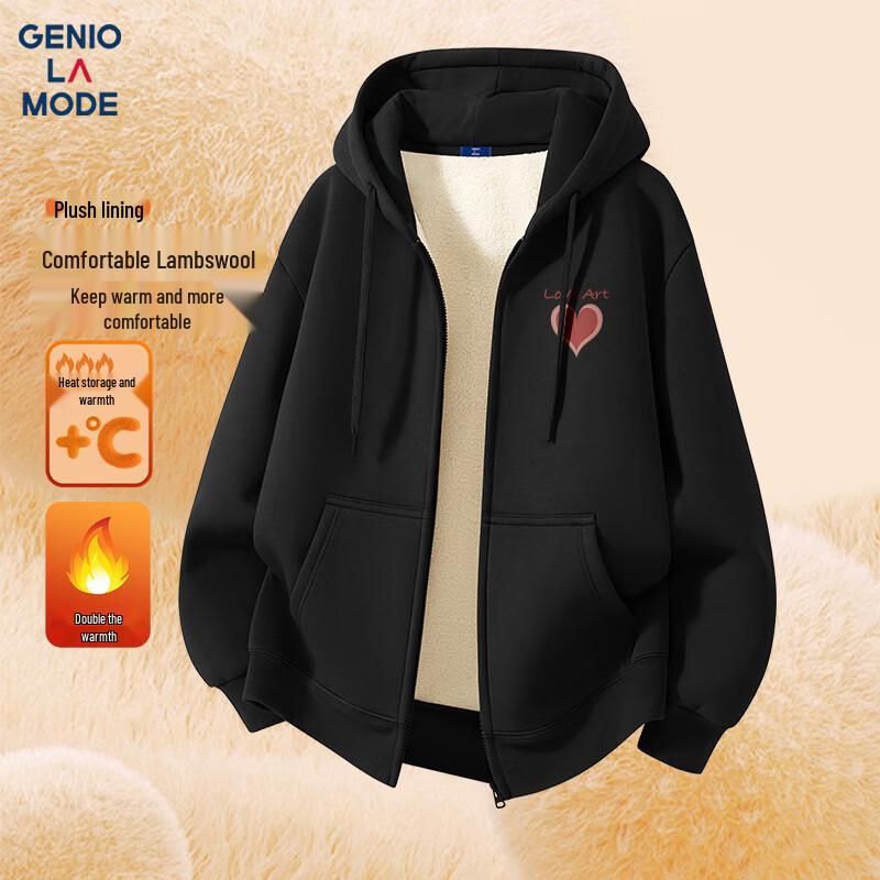 GENIOLAMODE Unisex Winter Sherpa-Lined Open-Front Hoodie