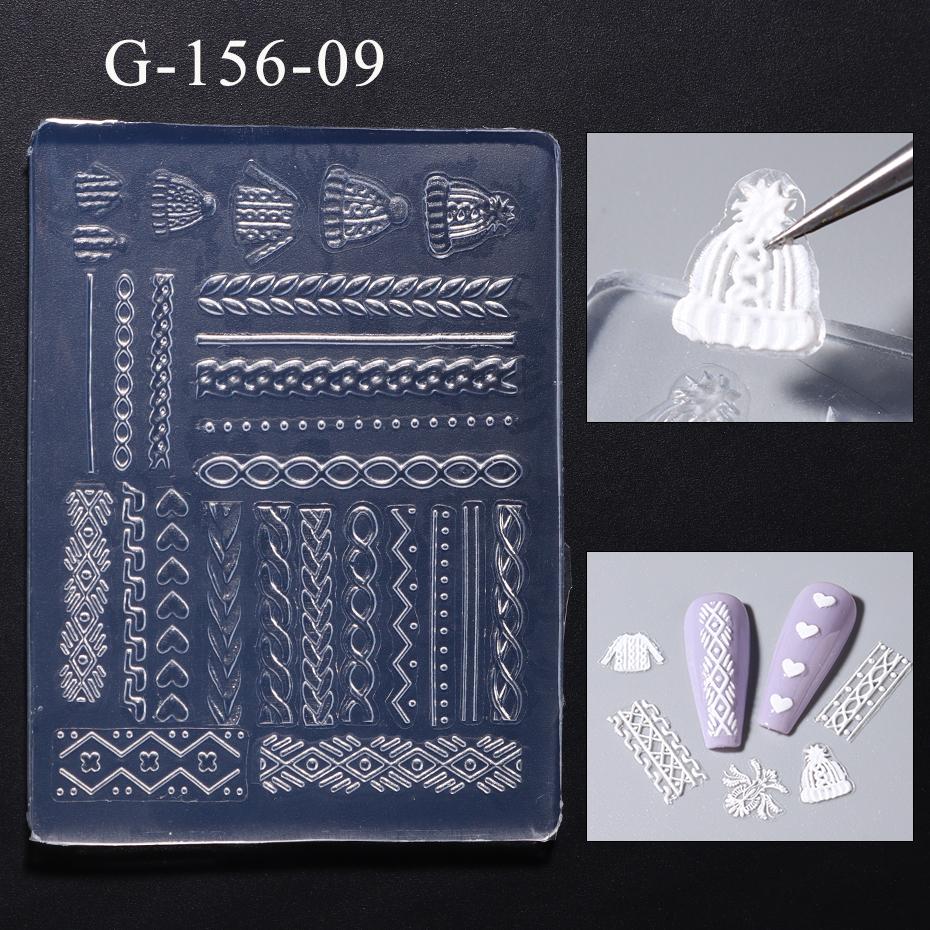 3D Silicone Nail Carving Mold Snowflakes Winter Mould Stamping Design Gel Stencils DIY Manicure Accessory Tools Multi-Designs