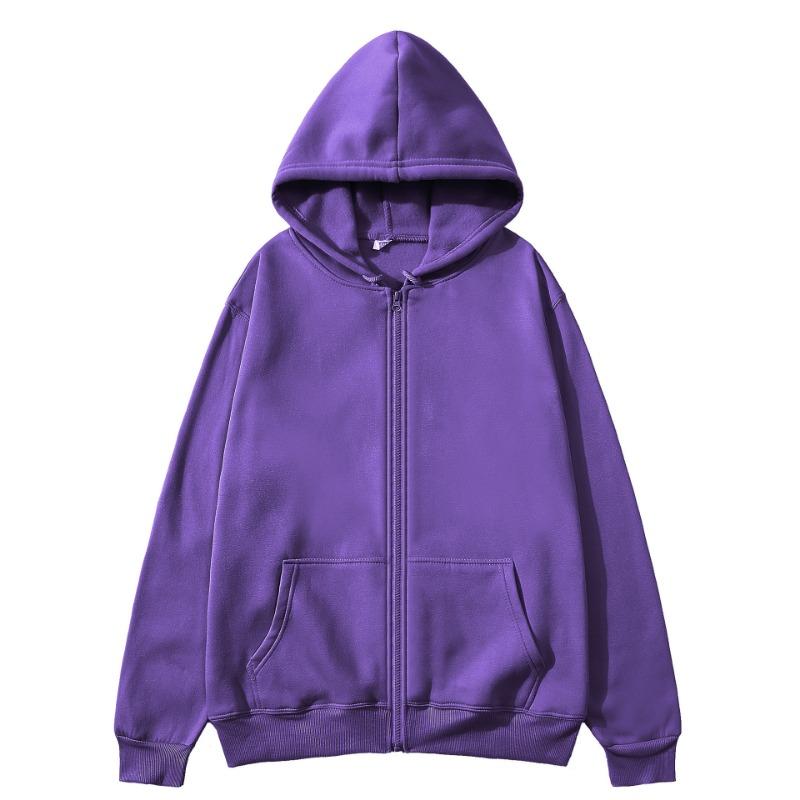 Autumn Winter Men's Women's Same Zipper Sweatshirt Cardigan Hooded Sweatshirt Solid Color Blank Sportswear Top