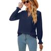 New Ladies Solid Color V-neck Casual Temperament Ladies Top Fashion Ladies Long Sleeves