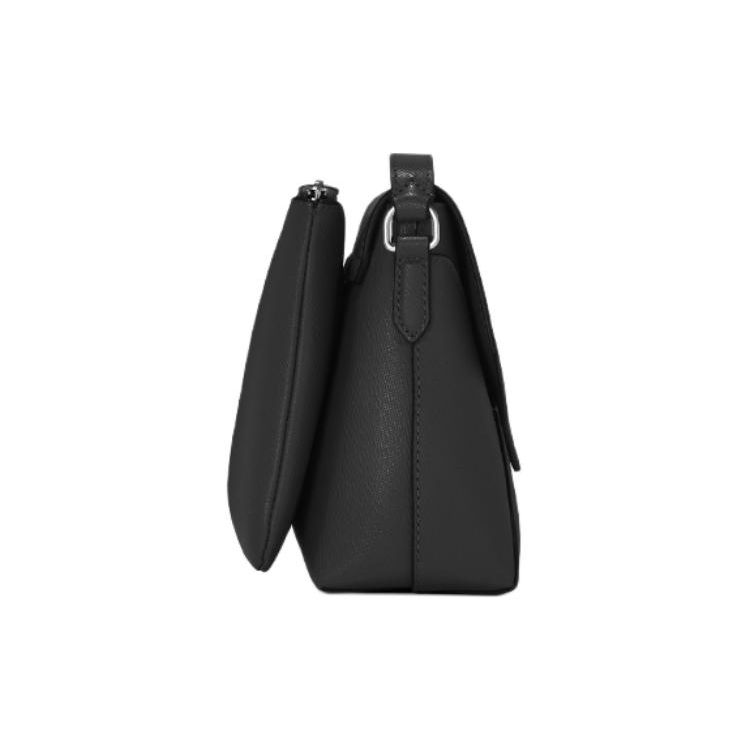 Montblanc Artisan Series Hexagonal White Star Logo Flap Closure Leather Shoulder Crossbody Bag Men bags Classic-Black MB198111