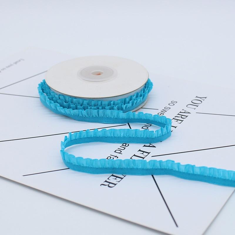 5yards Candy Color Pleated Elastic Ribbon DIY Bracelet Headdress Gift Box Bow Ruffled Woven