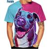 Summer Round Neck 3D Colorful Pit Bull Graphic Print Top Fashionable Casual Short Sleeved Men's T-shirts