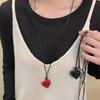 Drawstring Heart Pendant Necklace Romantic Sweater Chain Pull-out Fashion Choker  Women