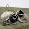 Bohemian Asymmetric Leaf Rose Flower Earrings Vintage Jewelry Ancient Silver Ethnic Wind Earrings New