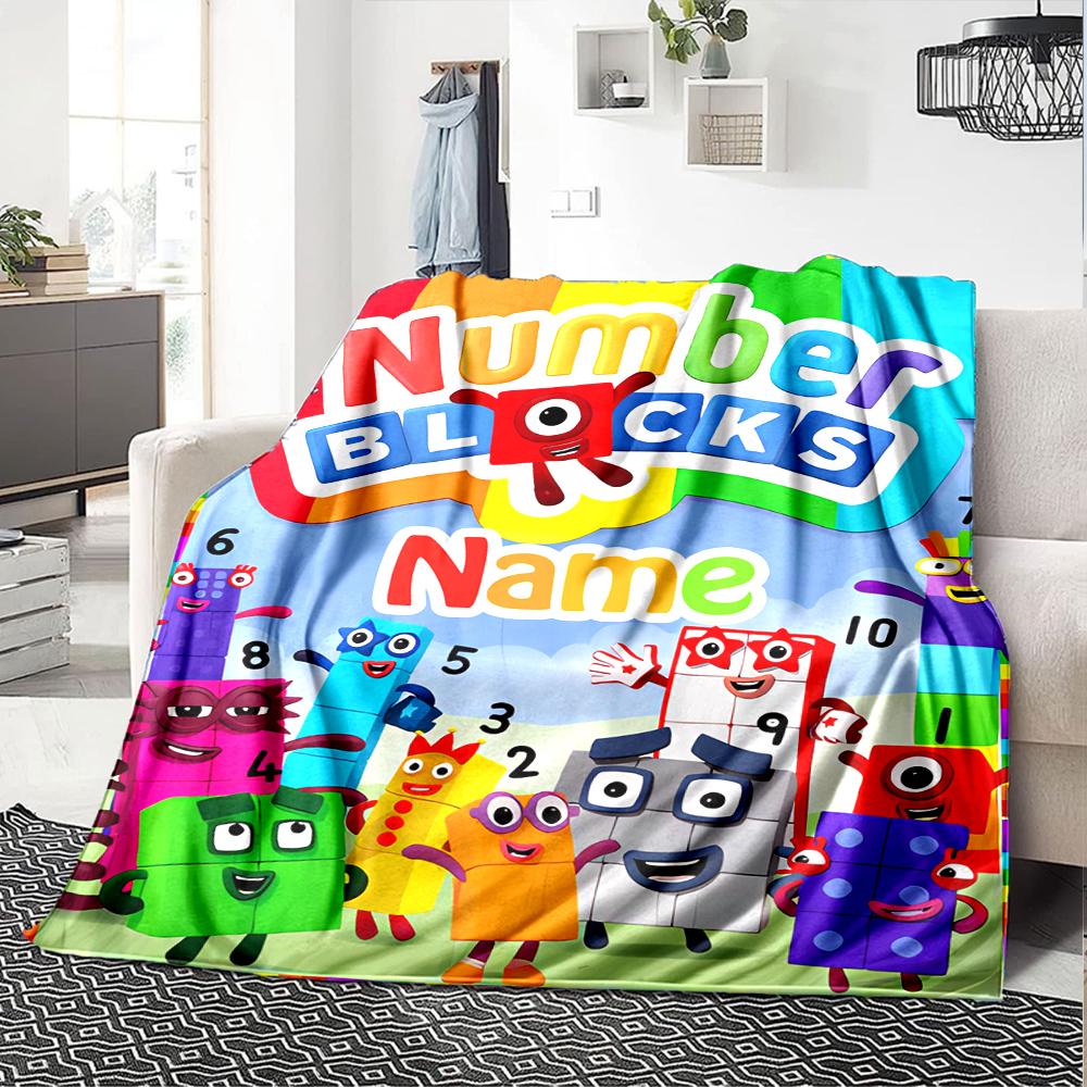 Персонализированное одеяло с именем и номером Personality Numberblocks, мягкое и теплое, для дивана, офиса, кровати, путешествий, перекуса. Подарок, подходит для всех сезонов