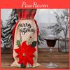 Large Red Flower Burlap Wine Bottle Bag Ideal For Christmas Holiday Decor Stylish Gift Wrap