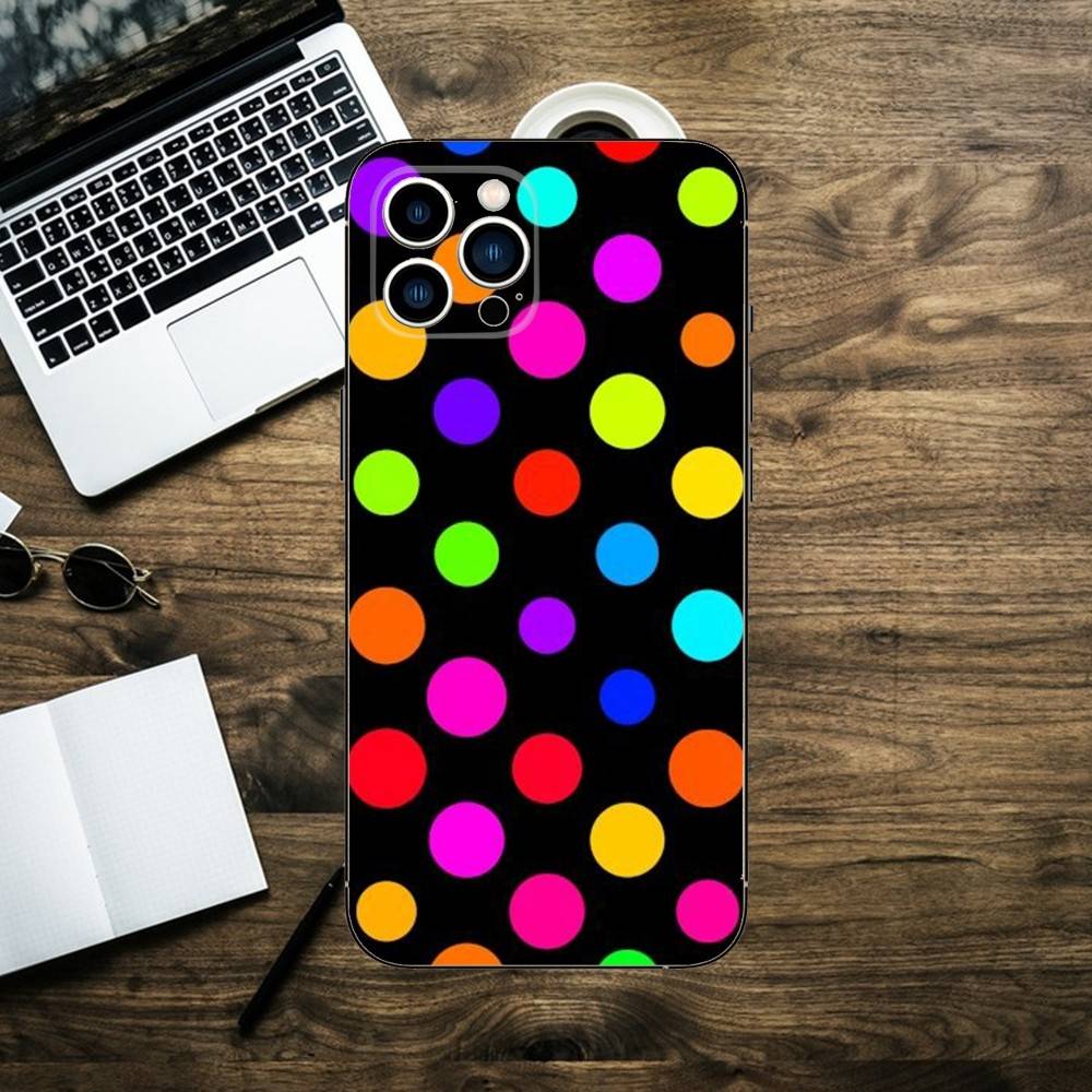 Цветной чехол-дот для iPhone 16, 15, 14, 13, 12, 11, XS, XR, X, 8, 7, Pro, Max, Plus, mini, силиконовый, черный