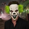 Theatrical Horror Mask Halloween Short Hair Clown Mask, Scary Joker Full Face Breathable Cosplay for Masquerade Party Costume Props