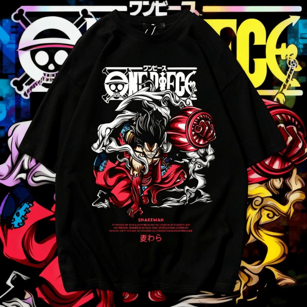 Аниме One Piece Аниме Манки Д. Луффи Узор 2025 Лето Новинка Горячая Распродажа Мужская Женская Повседневная Свободная Хип-Хоп Чистый Хлопок Футболка