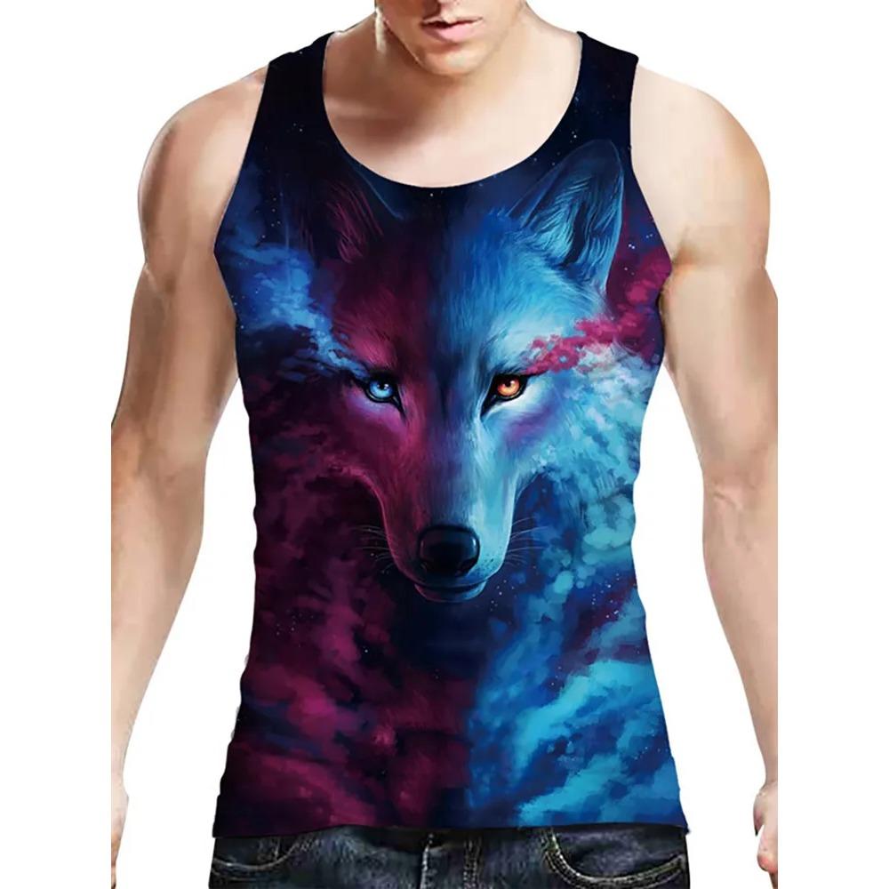 Летний топ с круглым вырезом и 3D-принтом с животным узором, модная повседневная мужская майка без рукавов