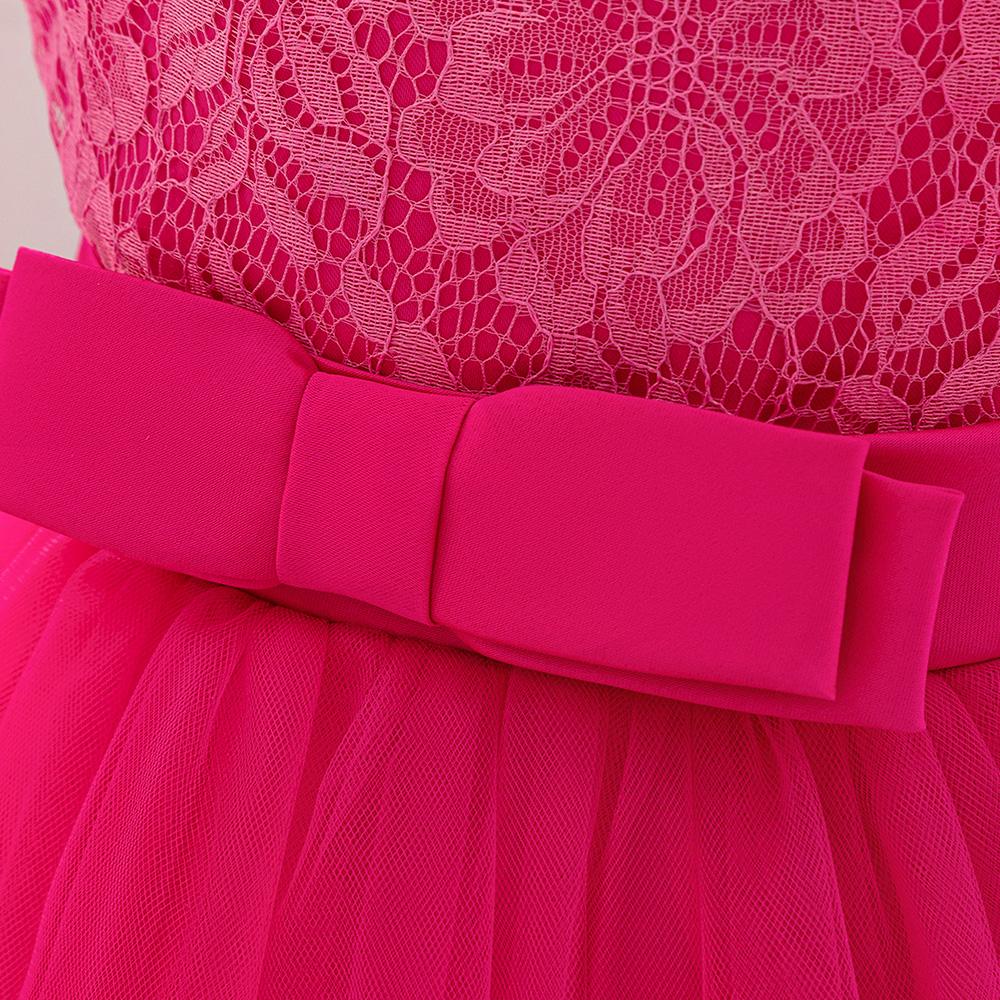 Toddler 1st Birthday Baby Girl Flower Princess Dress Elegant Lace Bow Party Prom Dresses For Kids Pink Wedding Bridemaid Costume
