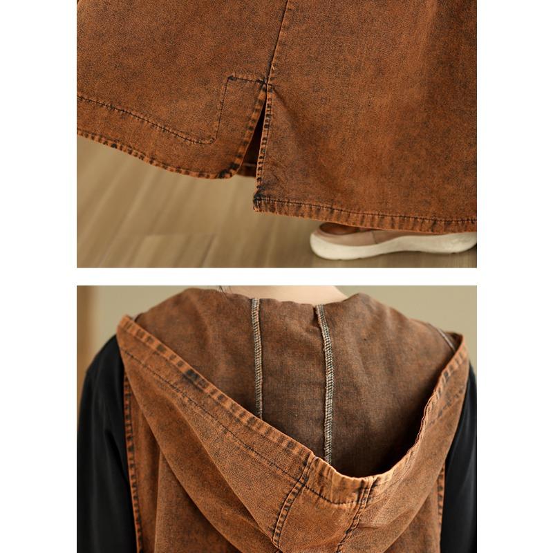 Женское 2025 Новое Летнее Джинсовое Платье Плюс Размер Винтаж Элегантный Свободный Повседневный Базовый Платья С Капюшоном Макси