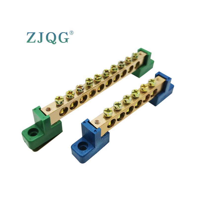 Order Copper Wiring Terminals with Dual Base Posts - Blue for Neutral, Green for Ground.