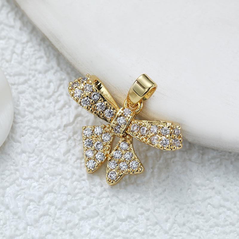 Подвеска-бабочка из позолоченной меди с цирконием для самостоятельного изготовления украшений