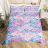 Fantasy Pink Mermaid Scales Duvet Cover Set Colorful Fish Scales Bedding Sets Comforter Cover Full Size,Girls Bedding Bedspreads