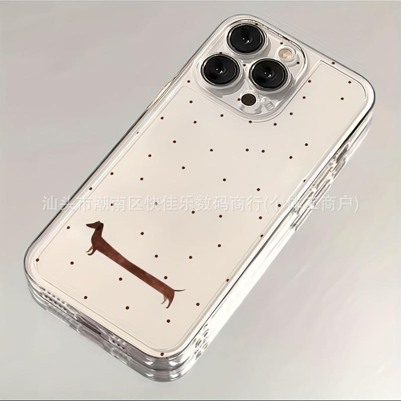 Чехол с таксой в горошек совместим с чехлом для iPhone 17 Pro Max, iPhone 16 с точечным вырезом 15, Милый 14, Прозрачный 13
