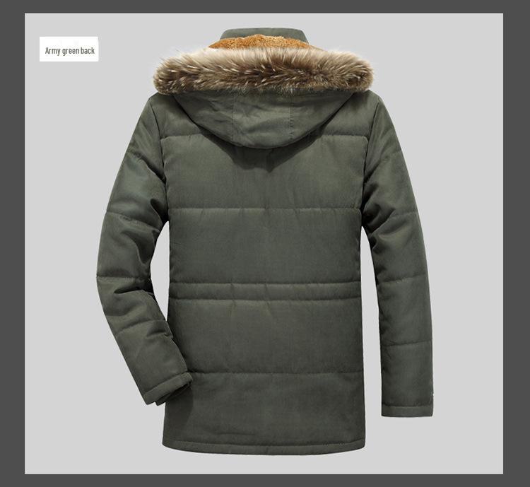 Мужская куртка средней и большой длины из бархата и хлопка 7176 для людей среднего и пожилого возраста