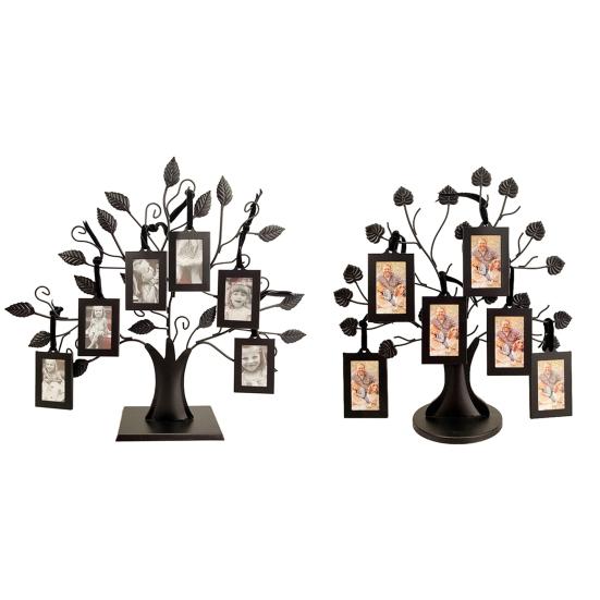 Фоторамка в виде семейного дерева, металлическая подставка для фоторамки в виде дерева с 6 декоративными рамками 1,77" x 2,56"/2,17" x 3,15" для декора настенного стола