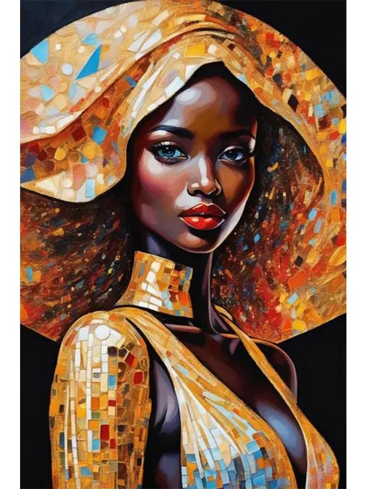 Абстрактный африканский черный женский портрет 5DDIY Алмазная живопись Искусство вышивка крестом Африканская девушка Картина Украшение гостиной