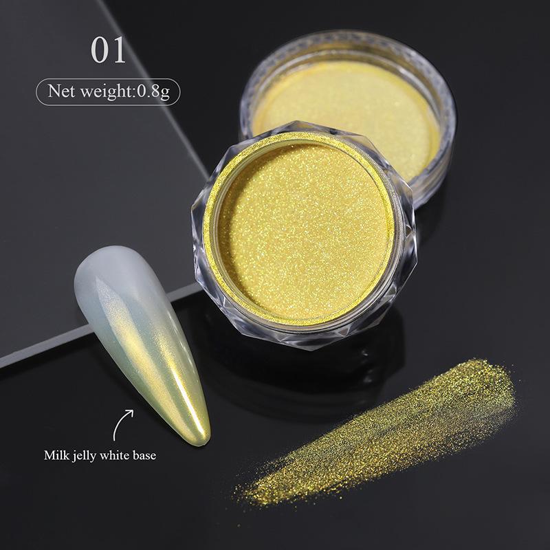 Nail Art Gradual Change Powder Pearlescent Shell Glitter Powder, Versatile Cloud Mist Powder Gradual Change Diy Manicure Polarizer Flour