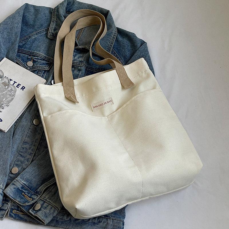 Холщовая сумка Большая вместимость утолщенная сумка через плечо простая женская сумка для поездок на работу классная сумка для книг А4 тканевая сумка