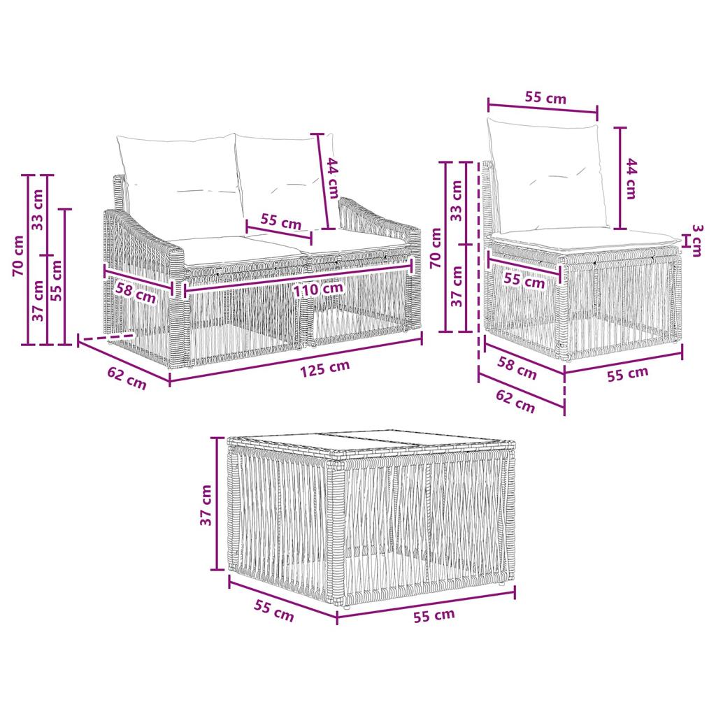 Garden Sofa Set 7 pcs Black Poly Rattan