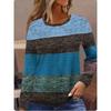 Spring and Autumn Round Neck 3D Stripe Color Matching Printed Top Fashionable Casual Long Sleeved Women's T-shirts