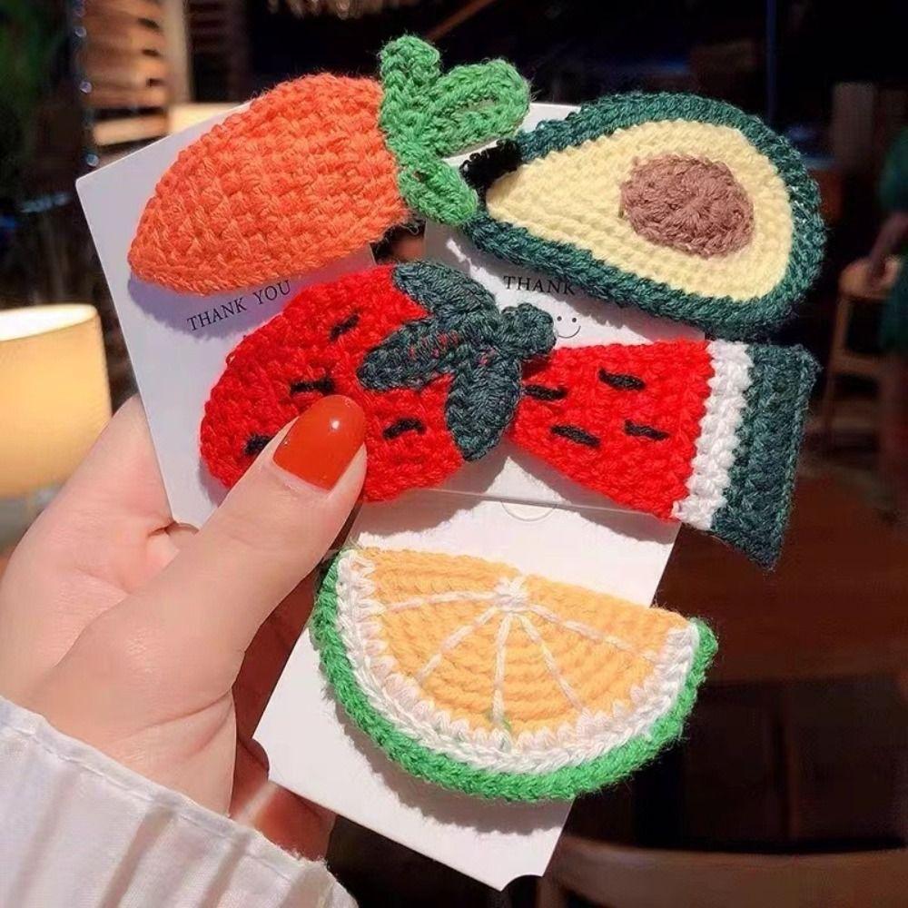 Knitted Plush Cartoon Fruit Hairclips Colourful Kids Hair Accessories Children's Hair Clip