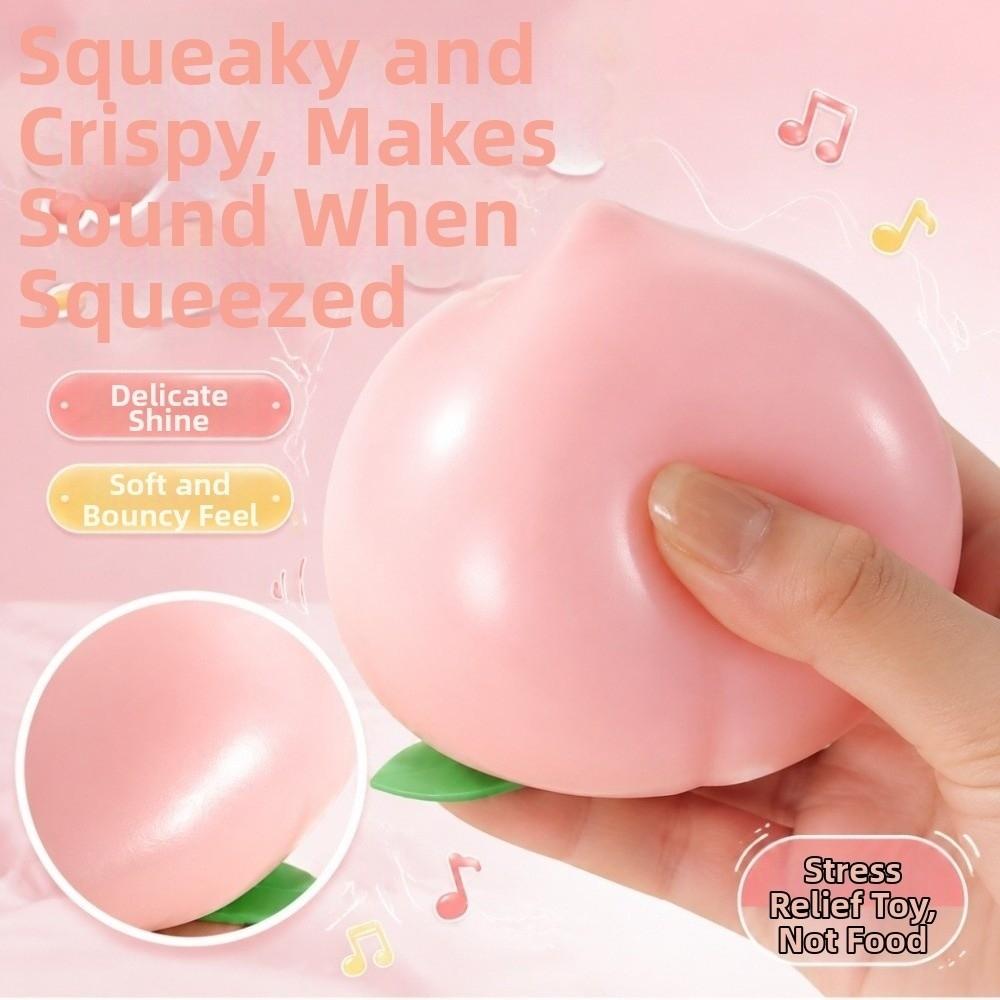 Crunchy Peach Squeeze Toy Building Blocks TPR Fidget Toy Realistic Fruits Pinch Office Desk Toy