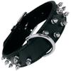 Dog Collar - Gloria Pets - 65cm X 38mm - Black Leather - 2 Rows of Spikes - Durable