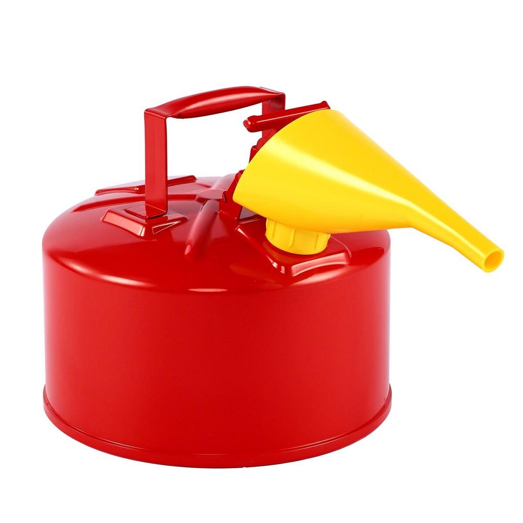 Safety Gas Can, 9.5 L Type I Red Safety Can for Gasoline with Stainless Steel Flame Arrester, Self-Closing Lid, and PE Funnel, Carbon Steel Flammable